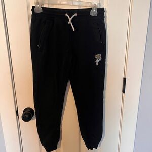 Kids Black Joggers with Embroidered Detail